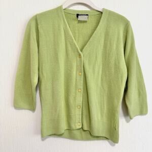 Vintage Esprit Womens Knit Sweater Cardigan Green Pastel Soft Girl Dainty Kawaii